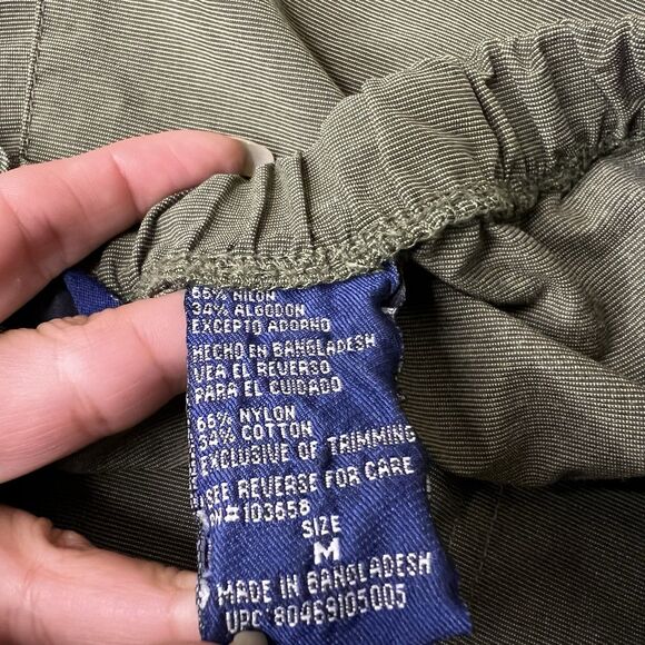 Vintage Catalina Track Pants Womens Medium Green Nylon Belted Side Stripe Y2K - Picture 3 of 11